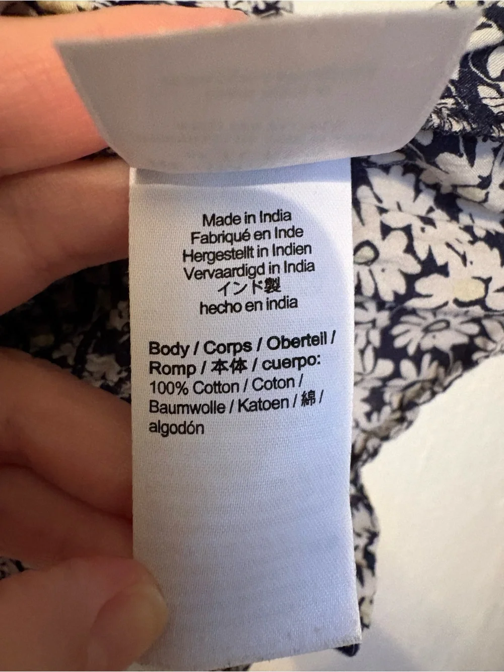 3/$20! J. Crew Navy and White Floral Smocked Square-Neck Top